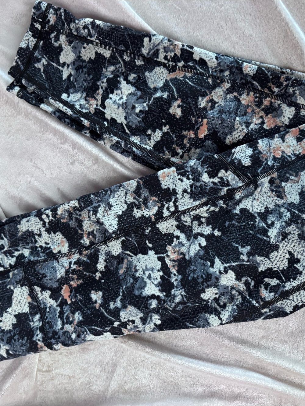 lululemon athletica Black, White & Blush Marble Print Leggings
